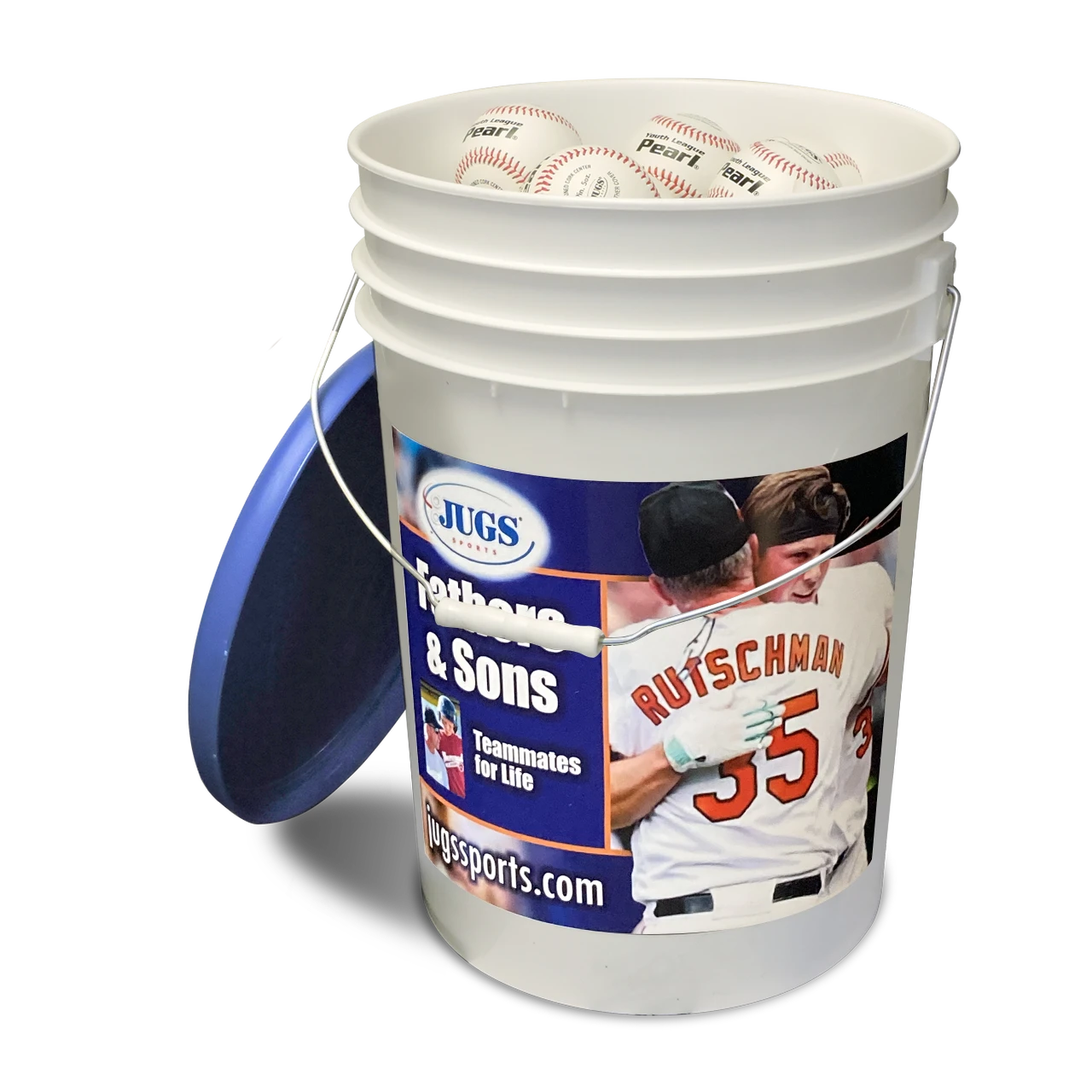 Jugs Sports Bucket of JUGS Youth League Pearl Baseballs