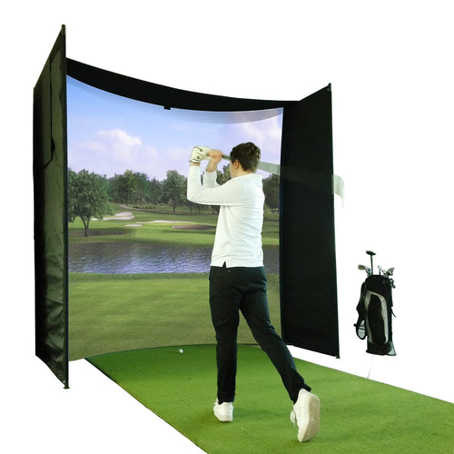 DIY Golf Simulator Impact Screen Frame Enclosure Kit Set, Use with Simulators, Durable Fabric with Velcro, Reinforced Black Border, 9.8'X9.8'X4.9'