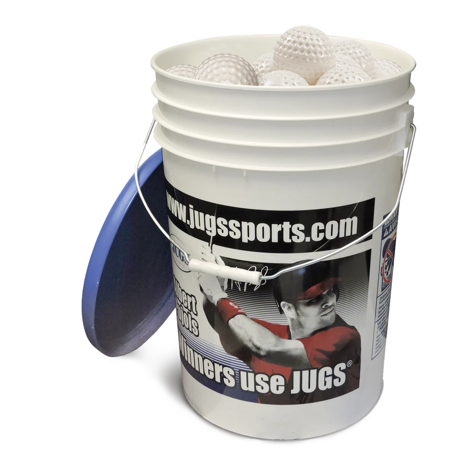 Jugs Sports Bucket of JUGS White Dimpled Sting-Free Baseballs