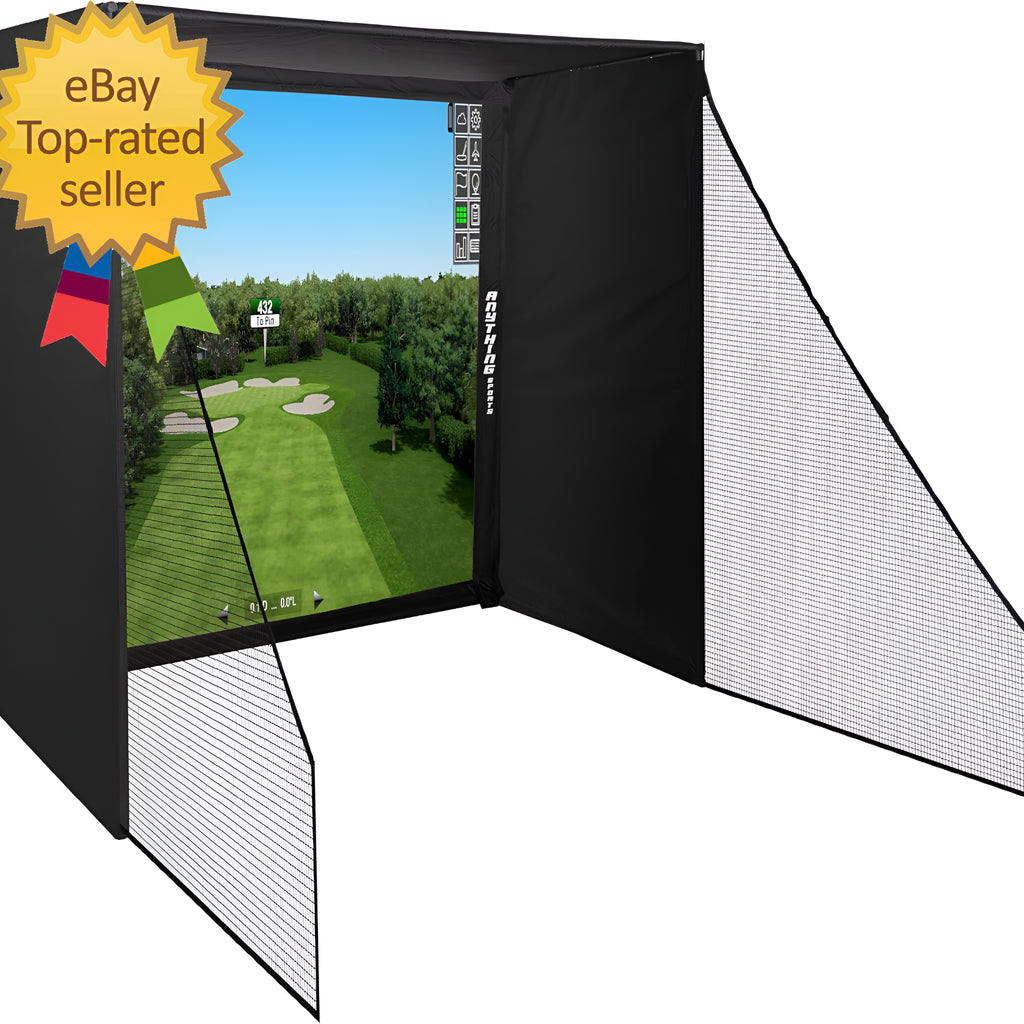 Golf Simulator Enclosure with Impact Netting and All Poles