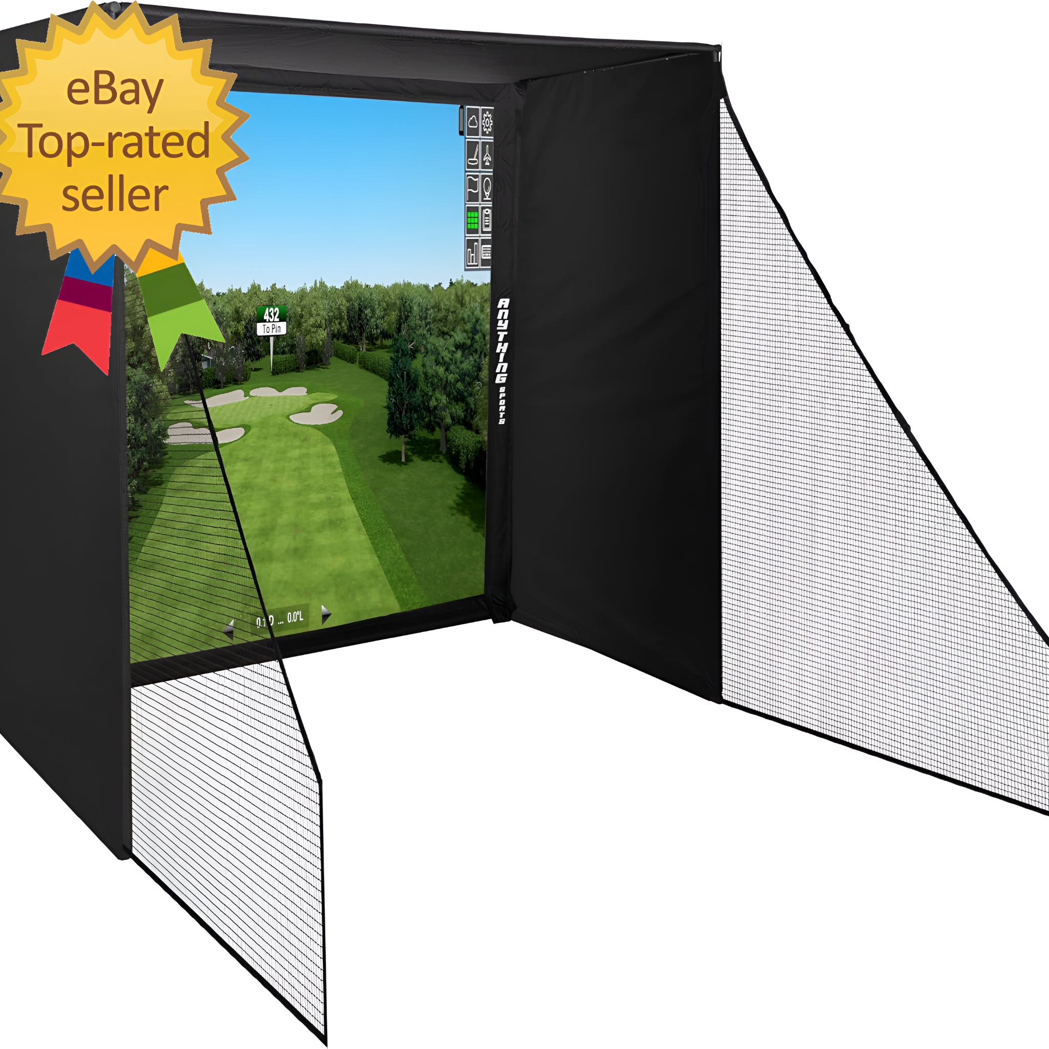 Golf Simulator Enclosure with Impact Netting and All Poles