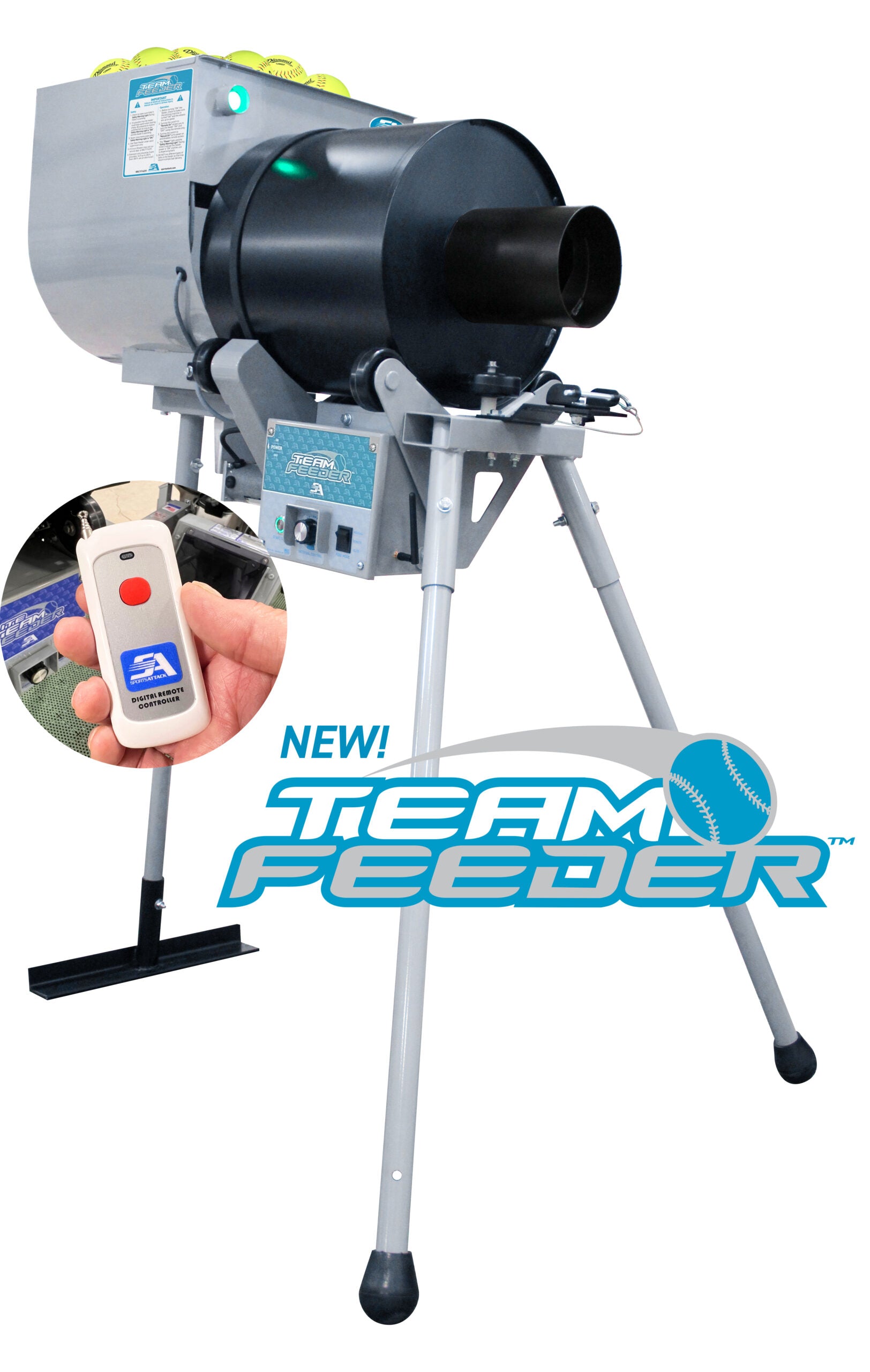 Sports Attack Team Feeder with Wireless Remote for Jr. Hack Attack SB Pitching Machine
