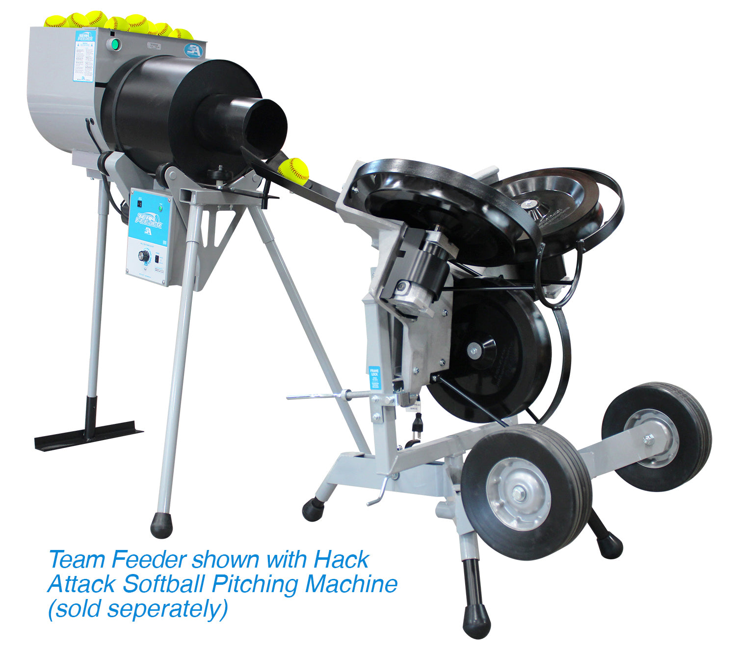 Sports Attack Team Feeder with Wireless Remote for I-Hack/Hack Attack SB Pitching Machines