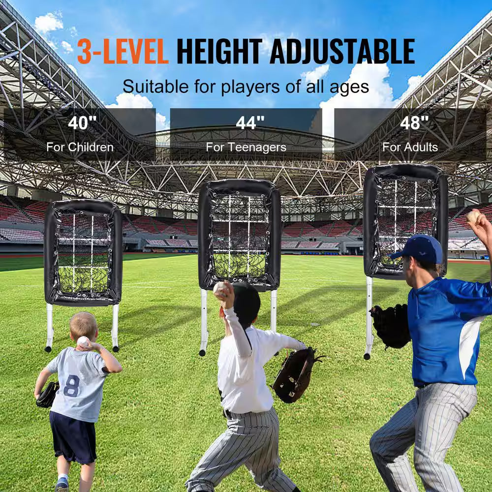 9 Hole Baseball Net 20 In. L X 30 In. W Softball Baseball Training Equipment Heavy-Duty Height Adjustable Trainer Aid