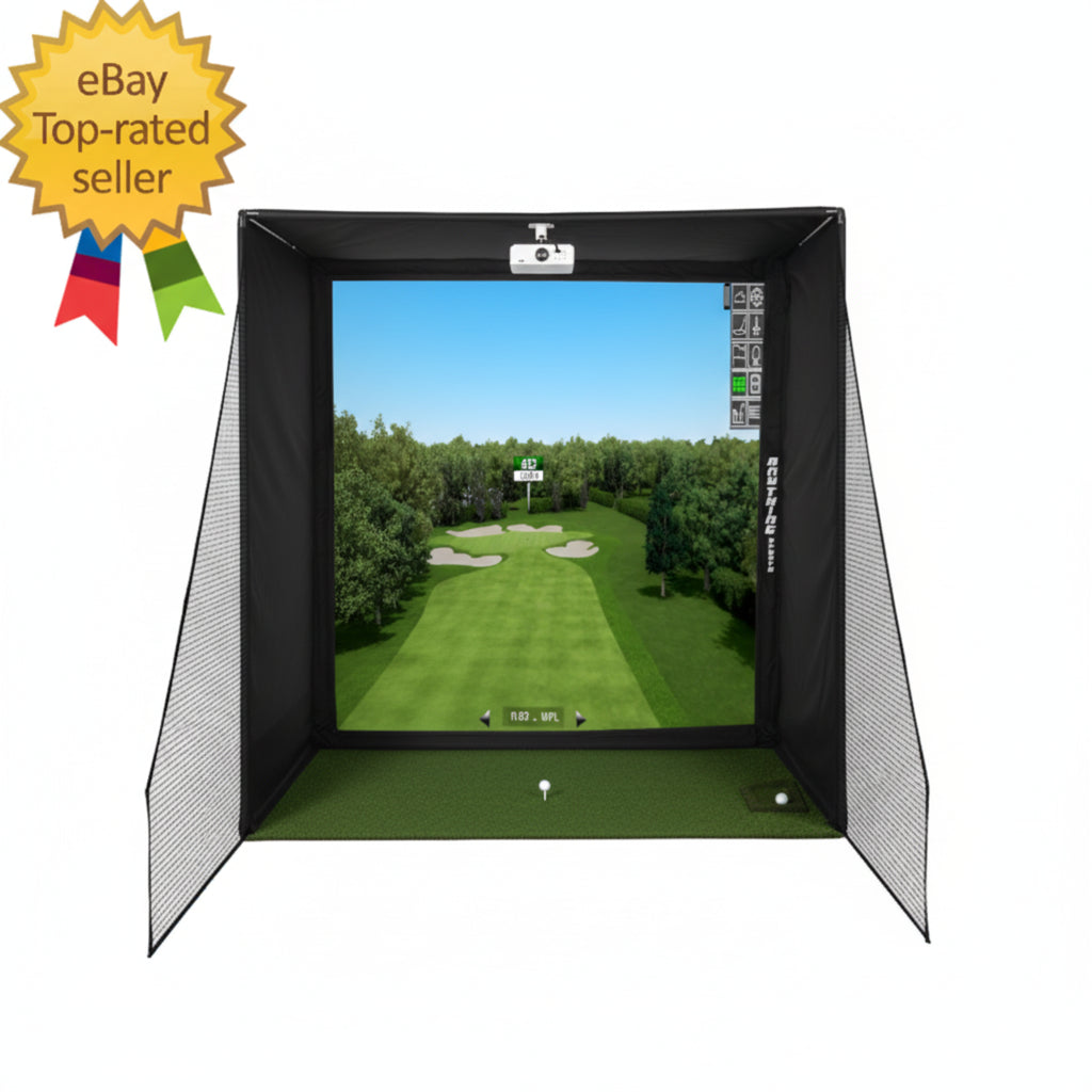 Golf Simulator Enclosure with Impact Netting and All Poles